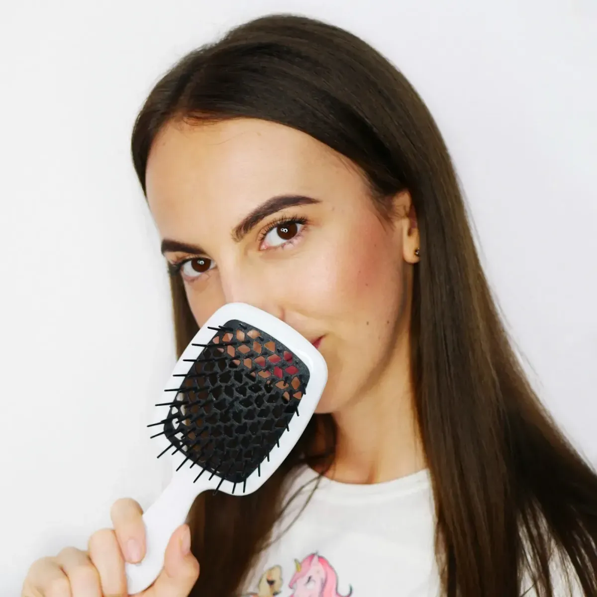 JANEKE Superbrush Small  Щітка для волосся біла з чорним